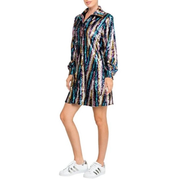 Meghan Fabulous MARTINI DRESS - RAINBOW GLITTER sequin Shirt Dress Size medium - Picture 16 of 16